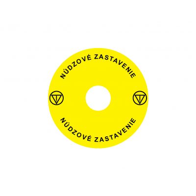 Ex9P1 H S9SK Naklejka wyłącznika awaryjnego z otworem do Ex9P1 H średnica 90mm samoprzylepna żółta SK 106809 NOARK (106809)