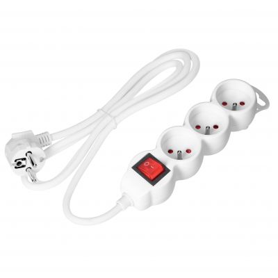 Przedłużacz domowy z włącznikiem 3 gniazda 1,4m biały ES-9/W/1,5 ORNO (ES-9/W/1,4)