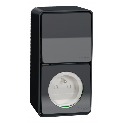 Mureva łącznik natynkowy IP55 schodowy+gniazdo antracyt MUR36025 SCHNEIDER (MUR36025)