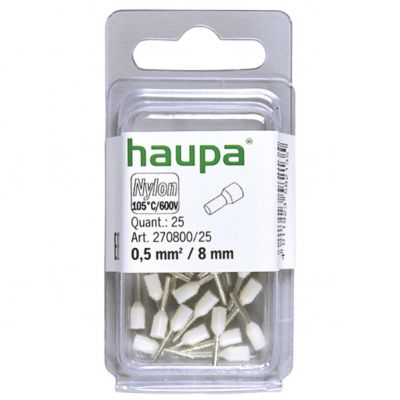 HTI  - 0,5/8 końc. tulejkowa  izol białe ( 25 szt w opakowaniu) 270800/25 HAUPA (270800/25)