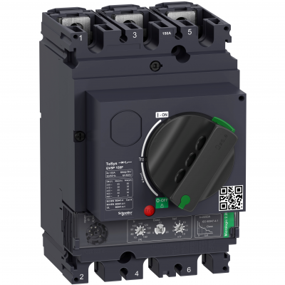 Wyłącznik silnikowy magnetotermiczny TeSys GV5 3 polowe 150A Icu=36kA dźwignia GV5P150F SCHNEIDER (GV5P150F)