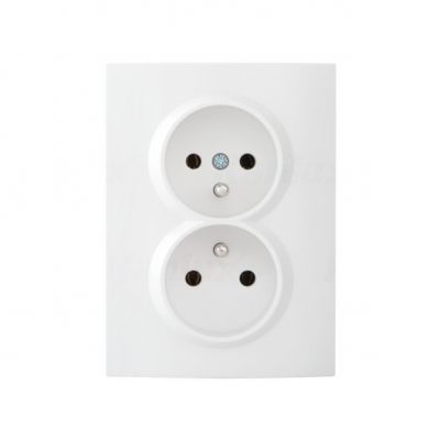 LOGI Gniazdo podwójne kompletne śrubowy Biały 16A 250V 021261102 25094 KANLUX (25094)