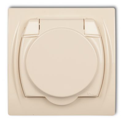 KARLIK LOGO Gniazdo bryzgoszczelne z uziemieniem SCHUKO 2P+Z (klapka beżowa, przesłony torów prądowych) beżowy 1LGPB-1sp (1LGPB-1sp)