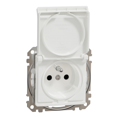 Sedna Design & Elements Gniazdo pojedyncze z uziemieniem z przesłonami IP44 białe SDD211013 SCHNEIDER (SDD211013)