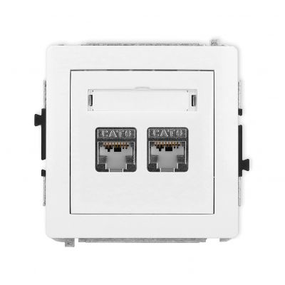 KARLIK DECO Gniazdo podwójne komputerowe 2xRJ45, kat. 6, ekranowany, 8-stykowy biały mat 25DGK-6 (25DGK-6)
