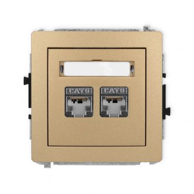 KARLIK DECO Gniazdo podwójne komputerowe 2xRJ45, kat. 6, ekranowany, 8-stykowy złoty metalik 8DGK-6 (8DGK-6)