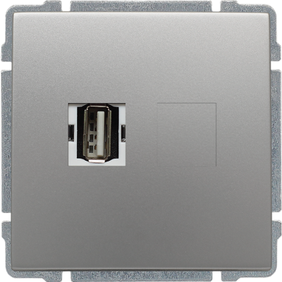 KOS 66 ; Gniazdo multimedialne USB, bez ramki, ALUMINIUM (664051)