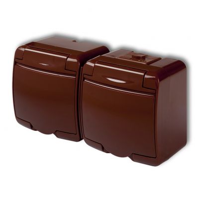 KARLIK JUNIOR Gniazdo podwójne z uziemieniem SCHUKO 2x(2P+Z) (klapka brązowa; przesłony torów prądowych) 4GHE-2sp (4GHE-2sp)