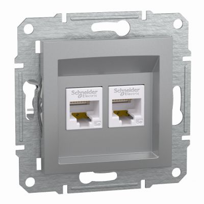 Asfora gniazdo komputerowe podwójne 2x RJ45 kat.5e UTP bez ramki aluminium EPH4400161 SCHNEIDER (EPH4400161)