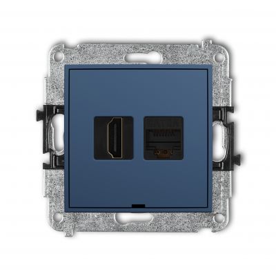 Karlik MINI Gniazdo HDMI 2.1 8K + gniazdo komputerowe RJ45 kat.6A navy blue 64MGHKBO-86A (64MGHKBO-86A)