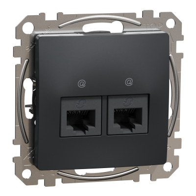 Sedna Design & Elements Gniazdo komputerowe podwójne RJ45 kat. 5e UTP czarny antracyt SDD114452 SCHNEIDER (SDD114452)