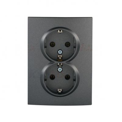 LOGI Gniazdo podwójne Schuko kompletne śrubowy Grafit 16A 250V 021270141 25272 KANLUX (25272)