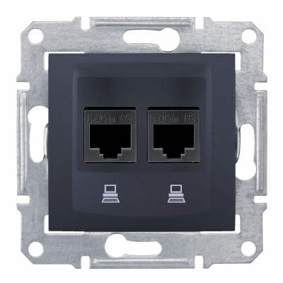 Sedna gniazdo komputerowe podwójne 2x RJ45 kat.5e UTP grafit SDN4400170 SCHNEIDER (SDN4400170)