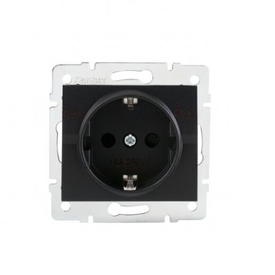 LOGI Gniazdo zasilające pojedyncze SCHUKO z ochroną styków 021240142 czarny mat 33606 KANLUX (33606)