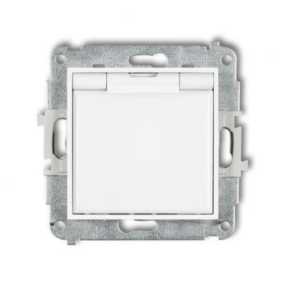 KARLIK ICON Gniazdo z klapką z uziemieniem 2P+Z (klapka biała, przesłony torów prądowych) biały IGPB-1zp (IGPB-1zp)