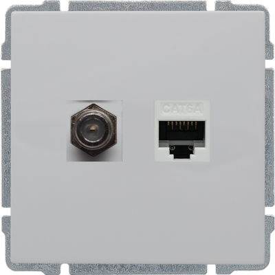KOS 66 ; Gniazdo TV typu F + RJ45 kat. 5e, BIAŁY (660470)