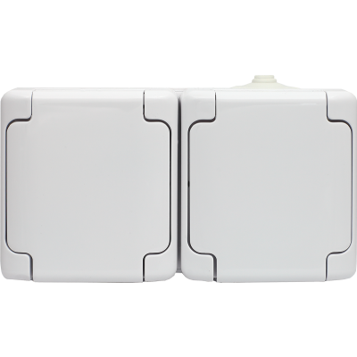 BRYZA Gniazdo hermetyczne podwójne z/u Schuko IP54 z klapką białe 180442 KOS (180442)