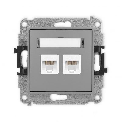 KARLIK MINI Gniazdo podwójne komputerowe 2xRJ45, kat. 5e, 8-stykowy szary mat 27MGK-2 (27MGK-2)