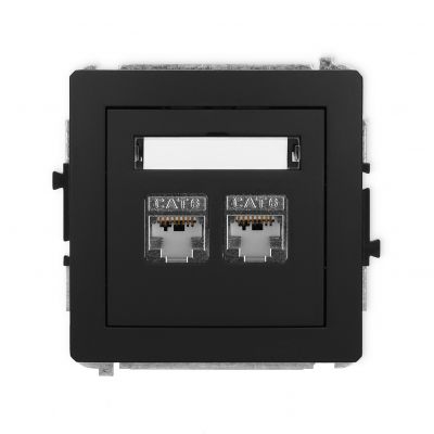 KARLIK DECO Gniazdo podwójne komputerowe 2xRJ45, kat. 6, ekranowany, 8-stykowy czarny mat 12DGK-6 (12DGK-6)