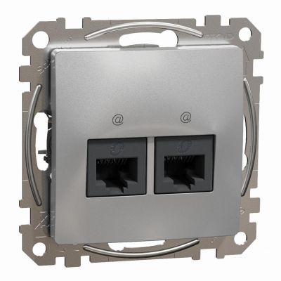Sedna Design & Elements Gniazdo komputerowe podwójne RJ45 kat. 6 UTP srebrne aluminium SDD113462 SCHNEIDER (SDD113462)