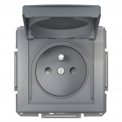 Asfora gniazdo pojedyncze z klapką IP44 z uziemieniem do ramek wielokrotnych stal EPH2800662 SCHNEIDER (EPH2800662)