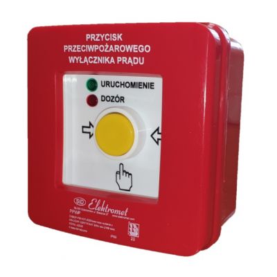 Przycisk ppoż. n/t 4 tory prądowe 12A NC-NC przyciskowy diody czerw/ziel 230V AC/230V AC PPWP-6 B/4 904433 ELEKTROMET (904433)