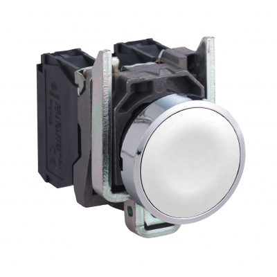 Harmony XB4 Przycisk płaski biały metalowy XB4BA11 SCHNEIDER (XB4BA11)