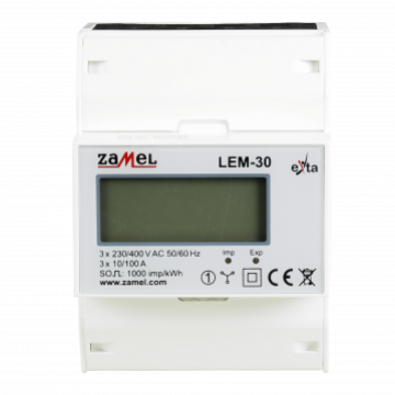 Licznik energii elektrycznej 3-fazowy LCD 100A 4-MOD TYP: LEM-30 EXT10000235 ZAMEL (EXT10000235-WPL)