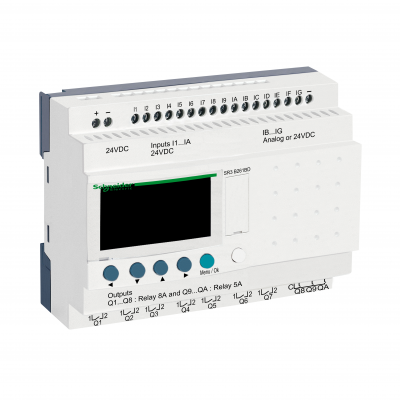 Zelio Logic sterownik przekaźnik modułowy, wyświetlacz, zegar, 16 wejść 10 wyjść 24VDC SR3B261BD SCHNEIDER (SR3B261BD)