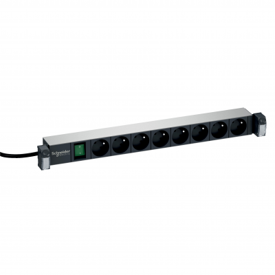 Panel zasilający 19-C francuski 1U 8 gniazd LED RAL7016 250V AC 16A VDIG162711 SCHNEIDER (VDIG162711)