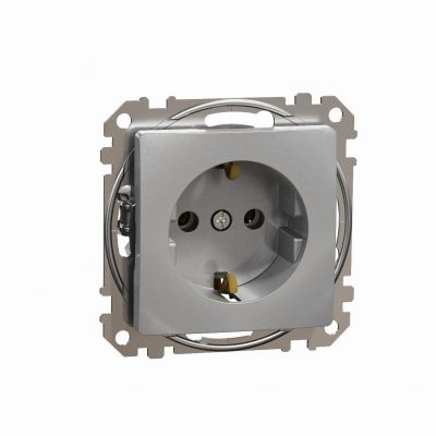 Sedna Design & Elements Gniazdo schuko srebrne aluminium SDD113025 SCHNEIDER (SDD113025)