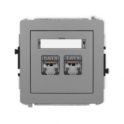 KARLIK DECO Gniazdo podwójne komputerowe 2xRJ45, kat. 6, ekranowany, 8-stykowy szary mat 27DGK-6 (27DGK-6)