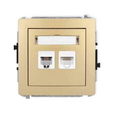 KARLIK DECO Gniazdo pojedyncze telefoniczne 1xRJ11 + komputerowe pojedyncze 1xRJ45, kat. 5e, 8-stykowy, beznarzędziowe złoty 29DGTK (29DGTK)