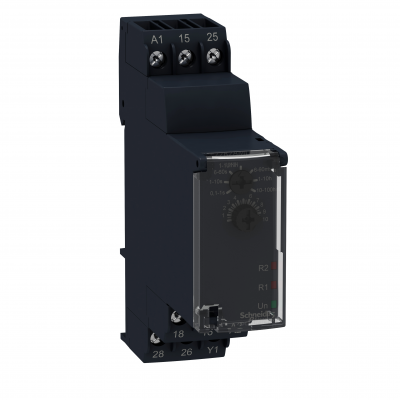 Zelio Time Przekaźnik czasowy z opóźnieniem zakres 0.1s/100h 24V DC/24 240V A,C 2 C/O RE22R2AMU SCHNEIDER (RE22R2AMU)