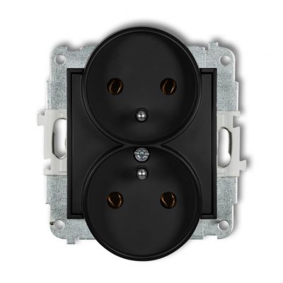 KARLIK ICON Gniazdo podwójne do ramki z uziemieniem 2x(2P+Z) (bez przesłon torów prądowych) czarny mat 12IGPR-2z (12IGPR-2z)