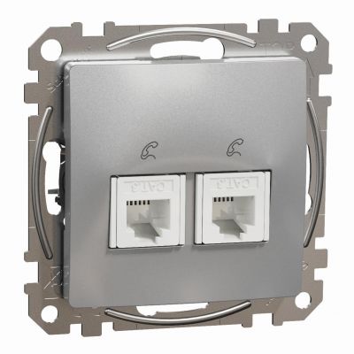 Sedna Design & Elements Gniazdo telefoniczne podwójne RJ11 srebrne aluminium SDD113492 SCHNEIDER (SDD113492)