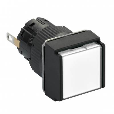 Harmony XB6 Kompletny wskaźnik świetlny Biały LED Kwadratowy 24V DC 16mm Plastikowy XB6ECV1BP SCHNEIDER (XB6ECV1BP)