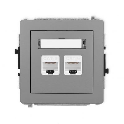 KARLIK DECO Gniazdo podwójne komputerowe 2xRJ45, kat. 6, 8-stykowy szary mat 27DGK-4 (27DGK-4)