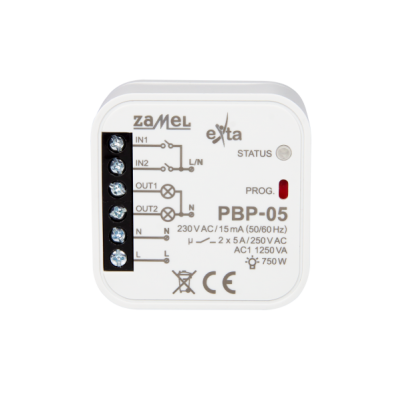 Przekaźnik bistabilny 2-kanałowy dopuszkowy 230V AC EXT10000254 ZAMEL (EXT10000254-WPL)