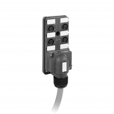 Modicon ABE9 pasywna skrzynka rozdzielcza IP67 kabel 5 m 4 kanały ze złaczem M12 Led ABE9C1241L05 SCHNEIDER (ABE9C1241L05)