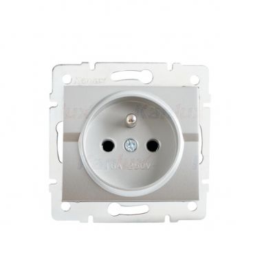 LOGI Gniazdo pojedyncze ochrona styków śrubowy Srebrny 16A 250V 021250143 25208 KANLUX (25208)
