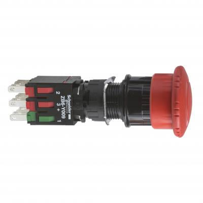 Harmony XB6 Kompletny przycisk zatrzymania awaryjnego Czerwony 30mm Obrót 1Z + 2R Faston XB6AS8349B SCHNEIDER (XB6AS8349B)