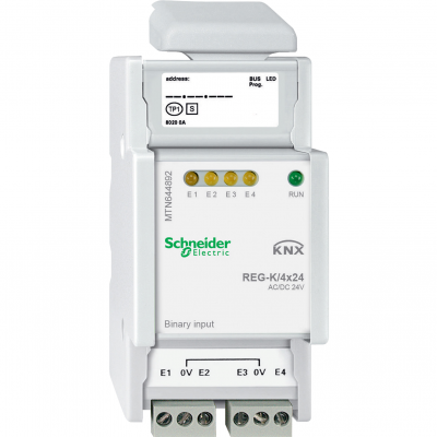 KNX wejście binarne REG-K 4x 24 V AC/DC 15mA DC / 6mA AC jasnoszary MTN644892 SCHNEIDER (MTN644892)