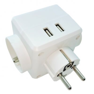 Rozgałęźnik na 3 gniazda 16A + 2xUSB max. 2,4A BEMKO (B25-HS-ZF01/03-2U)
