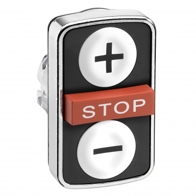 Harmony XB4 Przycisk potrójny biały/STOP/biały z samopowrotem bez podświetlenia metalowy+/ STOP /, ZB4BA71115 SCHNEIDER (ZB4BA71115)