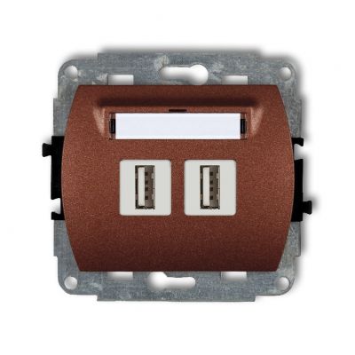KARLIK TREND Gniazdo podwójne 2xUSB A-A 2.0 brązowy metalik 9GUSB-2 (9GUSB-2)