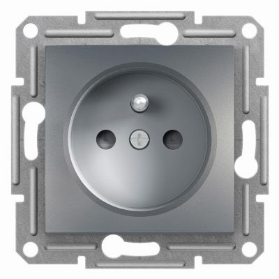 Asfora gniazdo pojedyncze z uziemieniem z przesłonami bez ramki stal EPH2800262 SCHNEIDER (EPH2800262)