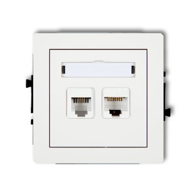 KARLIK DECO Gniazdo pojedyncze telefoniczne 1xRJ11 + komputerowe pojedyncze 1xRJ45, kat. 5e, 8-stykowy, beznarzędziowe biały mat 25DGTK (25DGTK)