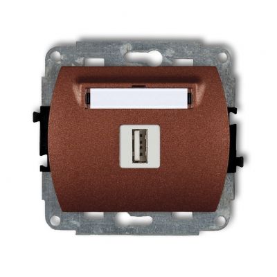 KARLIK TREND Gniazdo pojedyncze USB A-A 2.0 brązowy metalik 9GUSB-1 (9GUSB-1)