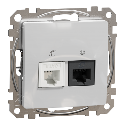 Sedna Design & Elements Gniazdo komputerowe-telefoniczne kat. 6 UTP srebrne aluminium SDD113468 SCHNEIDER (SDD113468)